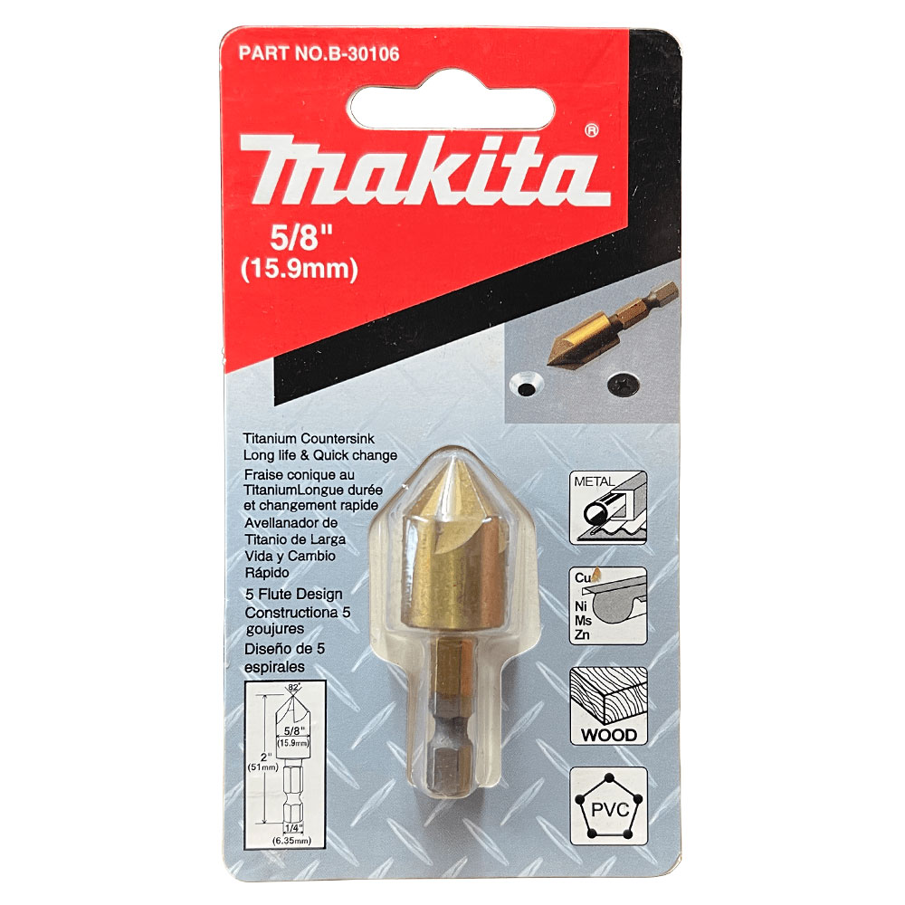 B-30106 ดอก Countersink เคลือบ Titanium 5/8"x2" 5 คม 82 องศาก้าน MZ