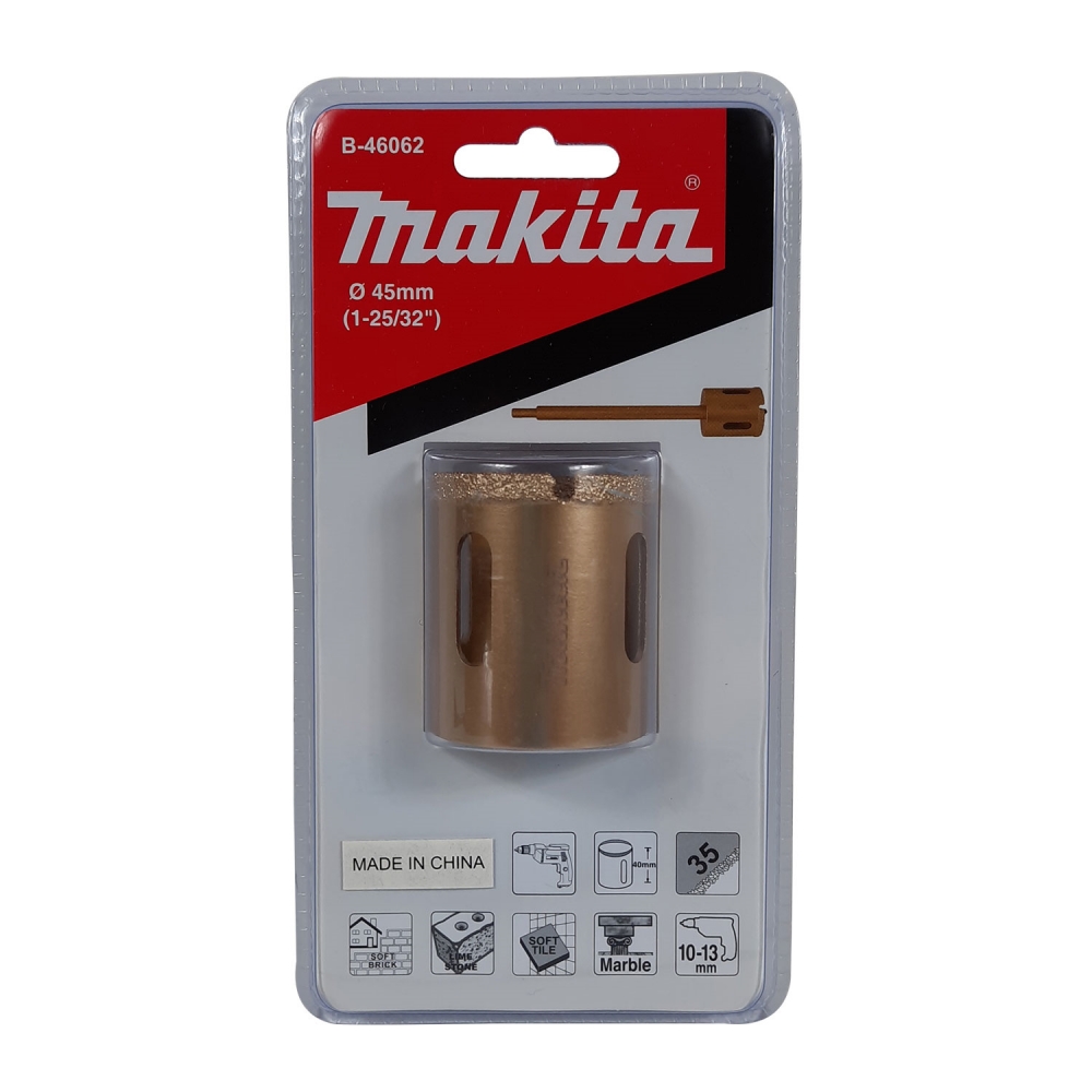 B-46062 โฮลซอเจาะกระเบื้องเพชร Vacuum Brazed 45x40mm