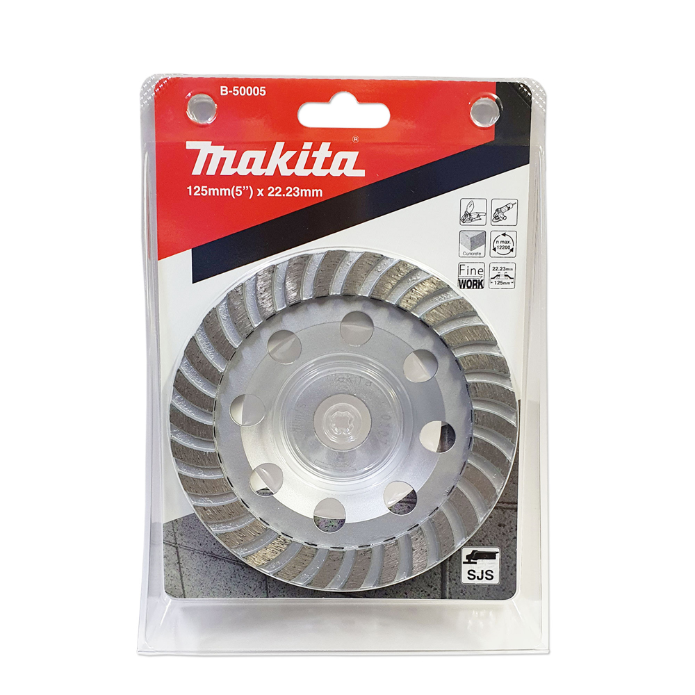 B-50005 ใบเพชรถ้วย แบบTurbo Type ขัดงานละเอียด ขนาด 5นิ้ว 125x15x4.5x22.23x-มิลลิเมตร (สีเงิน)