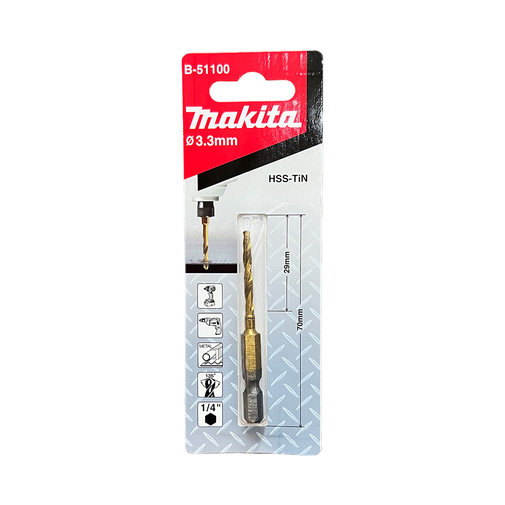 B-51100 ดอกสว่านอิมแพค HSS-TIN 3.3x70 mm NZ