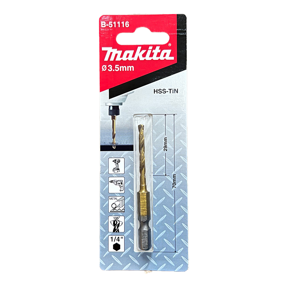 B-51116 ดอกสว่านอิมแพค HSS-TIN 3.5x70 mm NZ