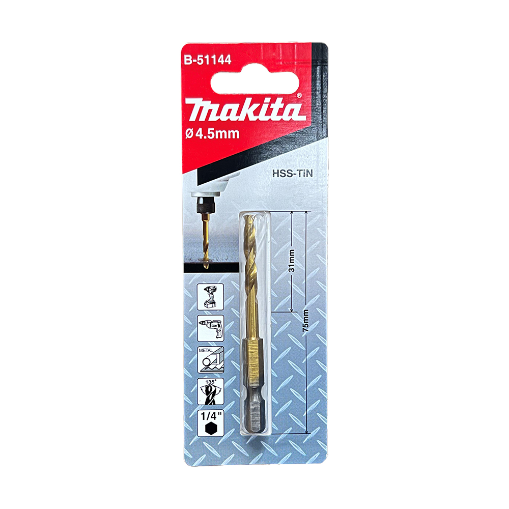 B-51144 ดอกสว่านอิมแพค HSS-TIN 4.5x75 mm NZ