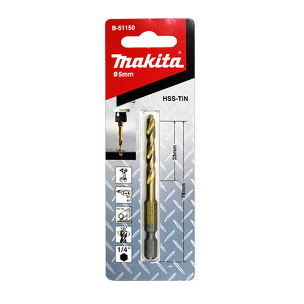 B-51150 ดอกสว่านอิมแพค HSS-TIN 5.0x78 mm NZ