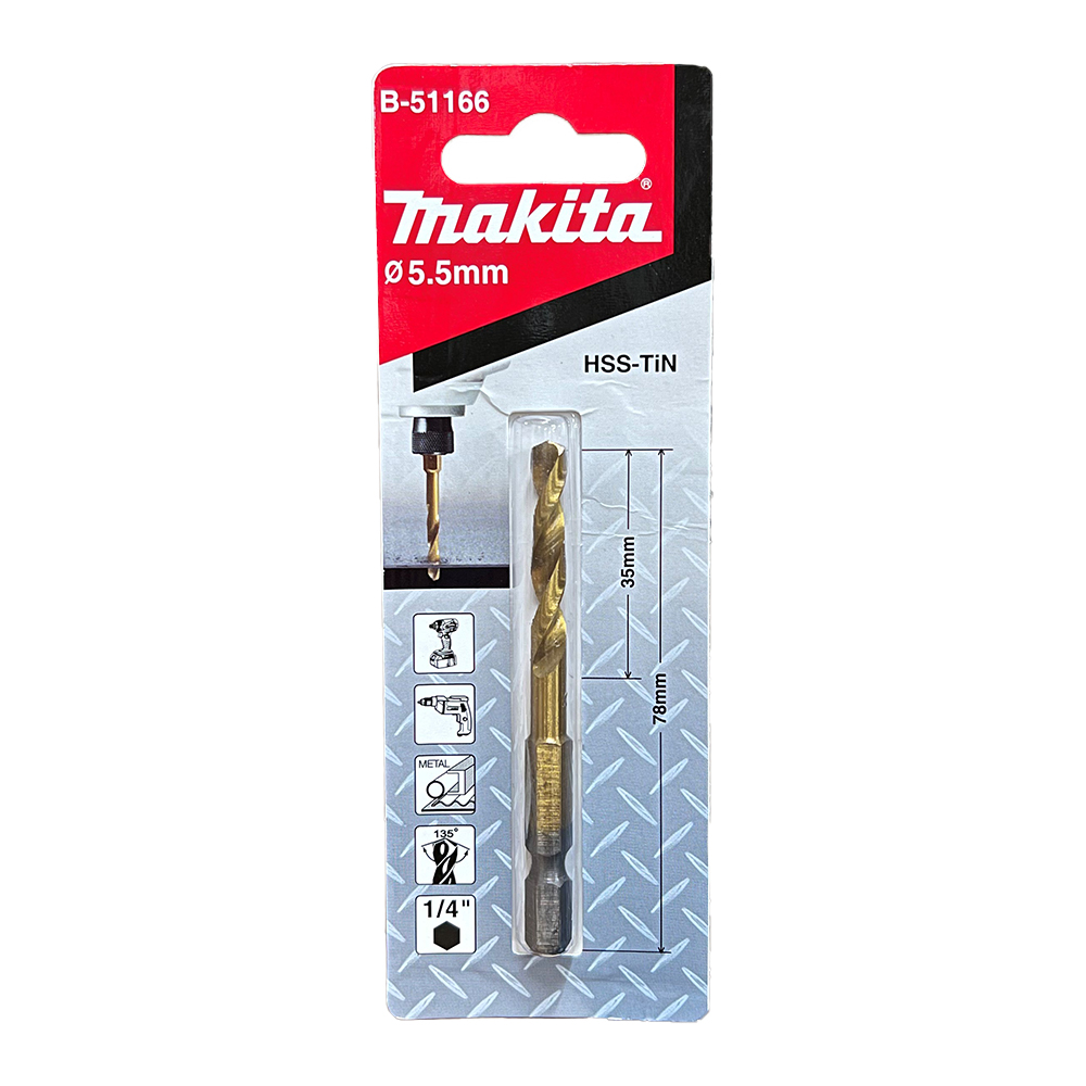 B-51166 ดอกสว่านอิมแพค HSS-TIN 5.5x78 mm NZ