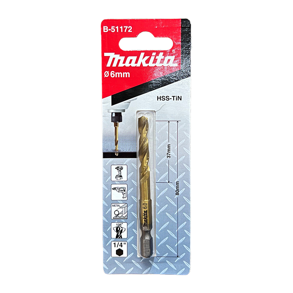B-51172 ดอกสว่านอิมแพค HSS-TIN 6.0x80 mm NZ