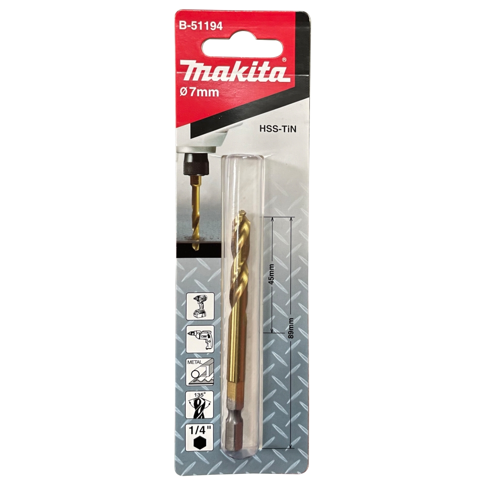 B-51194 ดอกสว่านอิมแพค HSS-TIN 7.0x89 mm NZ