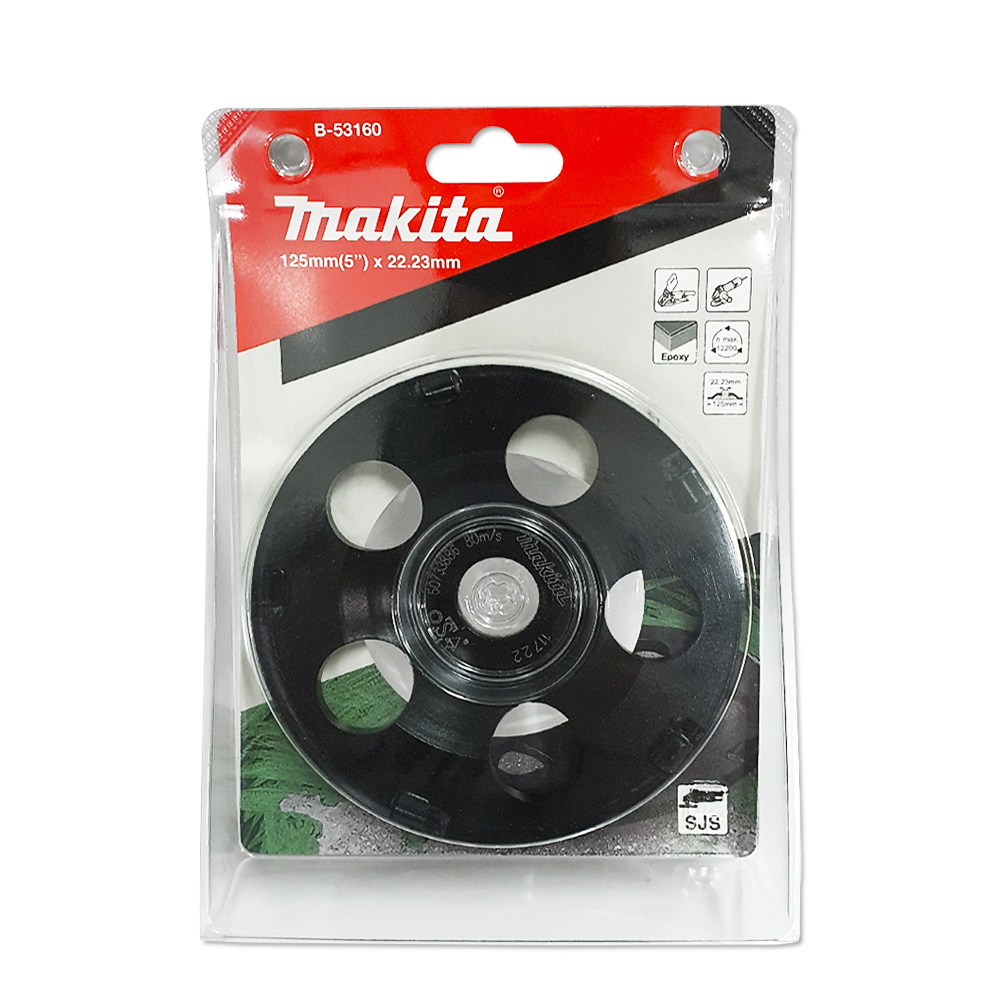 B-53160 ใบเพชรถ้วย PCD ขัดยูรีเทน กาว สีอีพ็อกซี่ สีอะคริลิก ขนาด 5นิ้ว 125x22.23มิลลิเมตร (สีดำ)