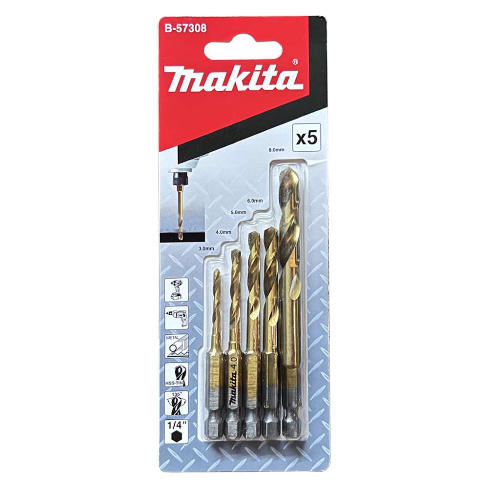 B-57308 ชุดดอกสว่านอิมแพค HSS-TIN 3-8 mm (5 ดอก) MZ