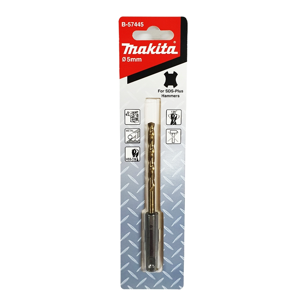 B-57445 ดอกสว่านเจาะเหล็ก SDS-Plus HSS-TIN MD Bit 5 x 116 mm