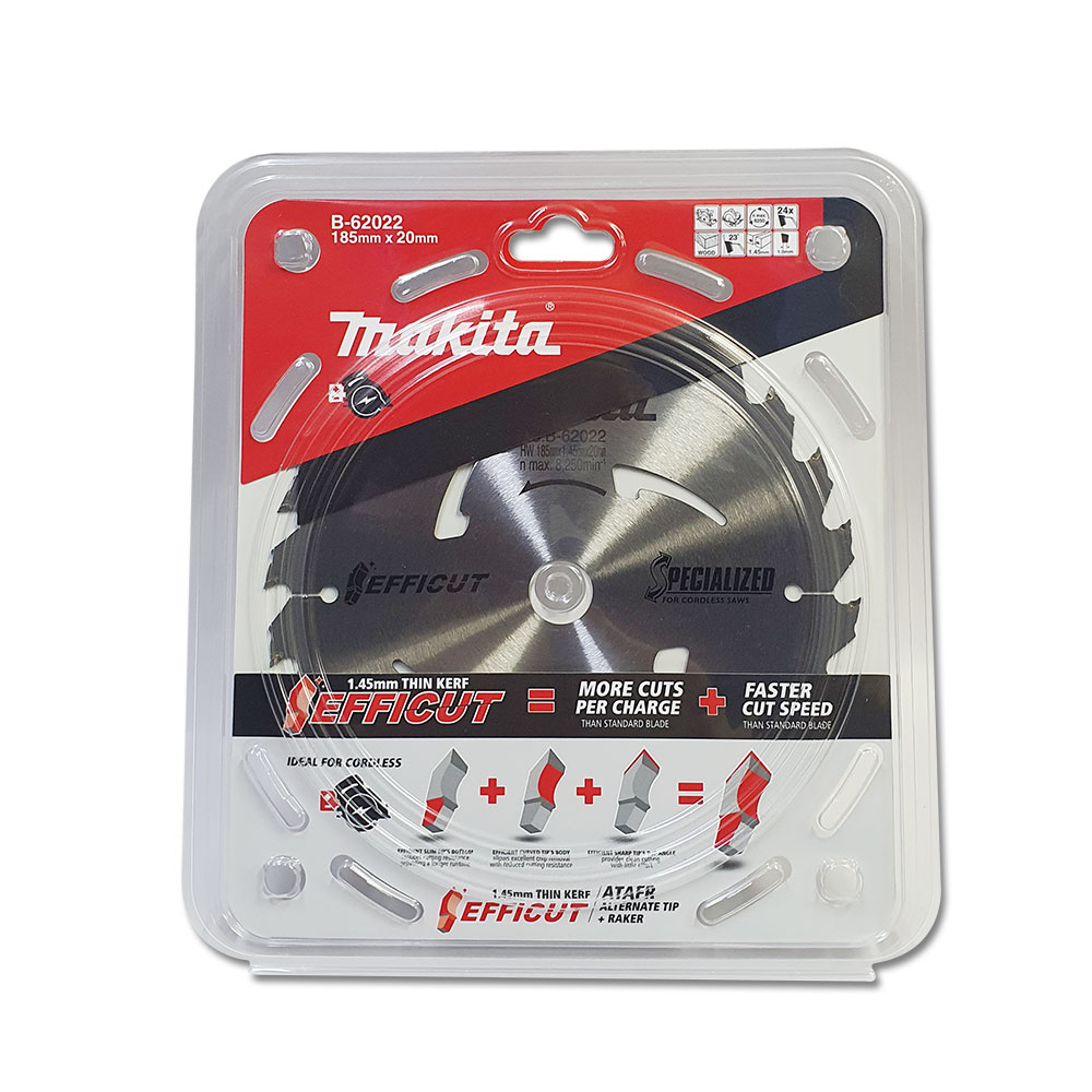 B-62022 ใบเลื่อย Efficut 185x20x1.45x24T ตัดไม้