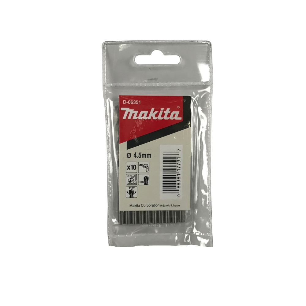 D-06351 ดอกสว่านเจาะเหล็ก HSS-G (สีเงิน) ขนาด 4.50x80มม.