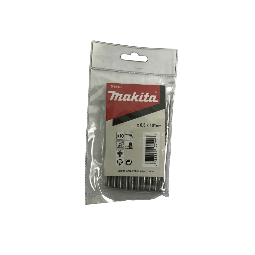 D-06432 ดอกสว่านเจาะเหล็ก HSS-G (สีเงิน) ขนาด 6.50x101มม.