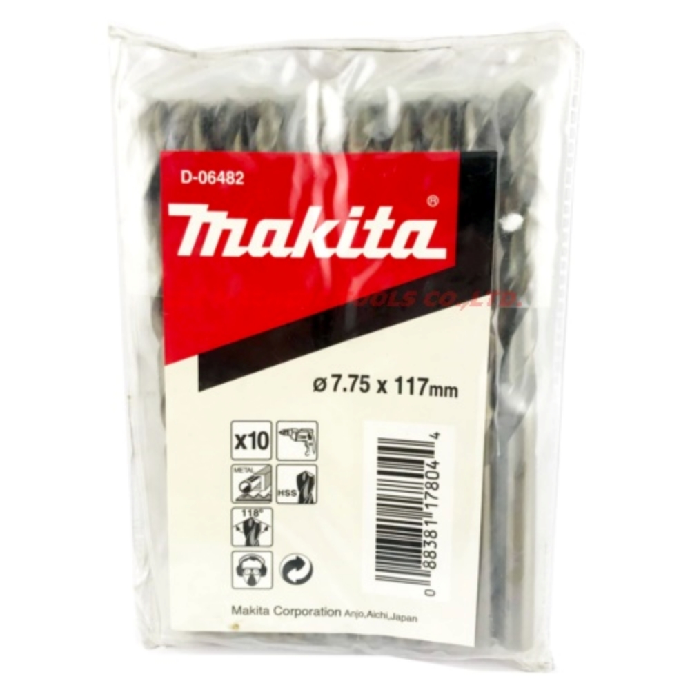 D-06482 ดอกสว่านเจาะเหล็ก HSS-G (สีเงิน) ขนาด 7.75x117มม.