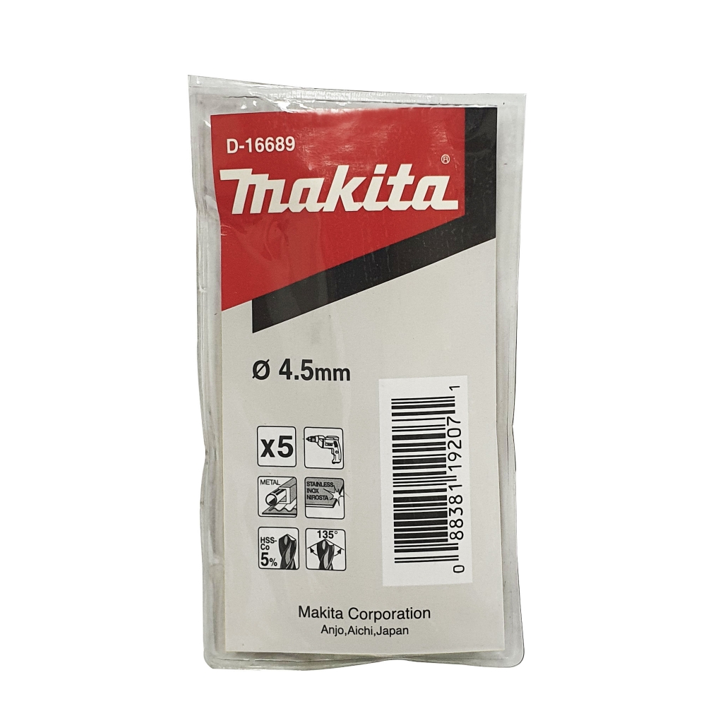 D-16689 ดอกเจาะเหล็ก HSS-Co 4.50x80mm
