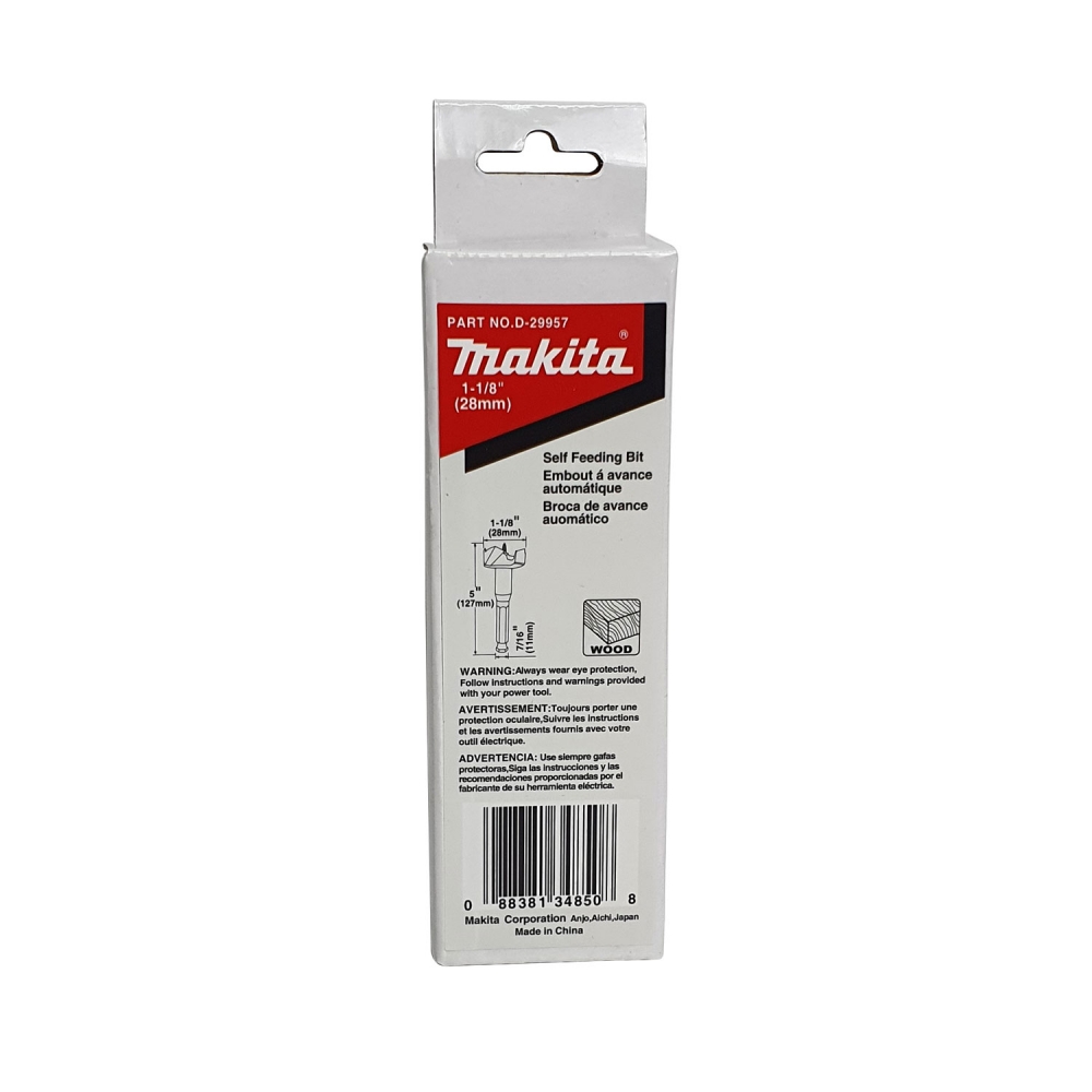 D-29957 ดอกคว้านไม้เร็ว Self Feed 1.1/8" (28mm) ก้านหกเหลี่ยม 7/16"