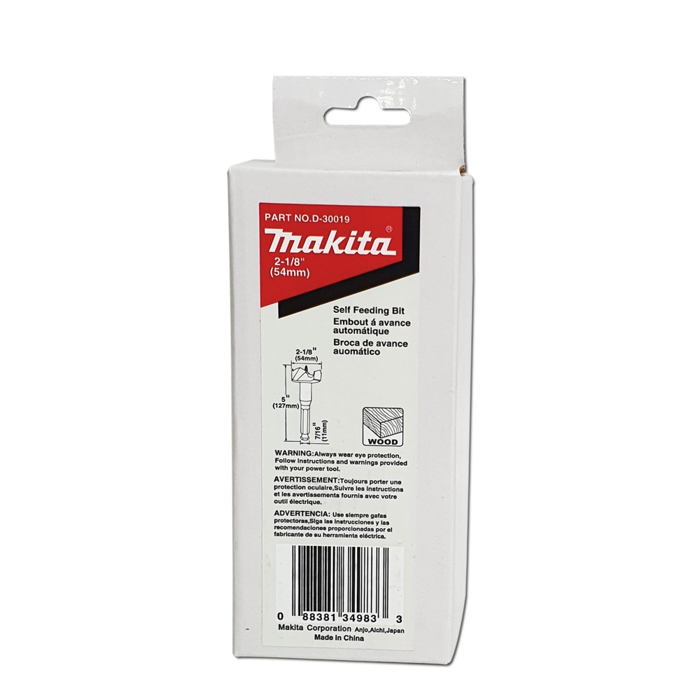 D-30019 ดอกคว้านไม้เร็ว Self Feed 2.1/8" (54mm) ก้านหกเหลี่ยม 7/16"