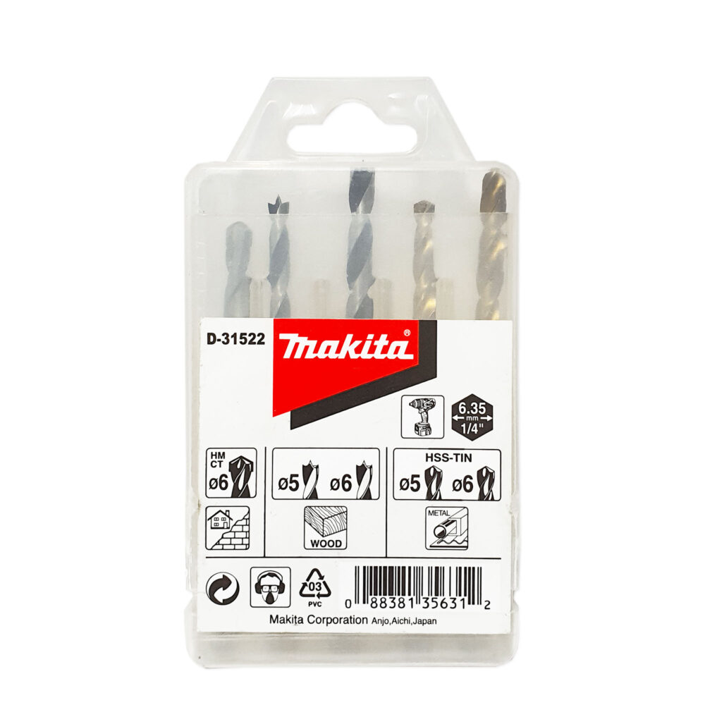 D-31522 ชุดดอกเจาะเหล็ก/ไม้/ปูน (5ดอก/ชุด) ก้าน NZ