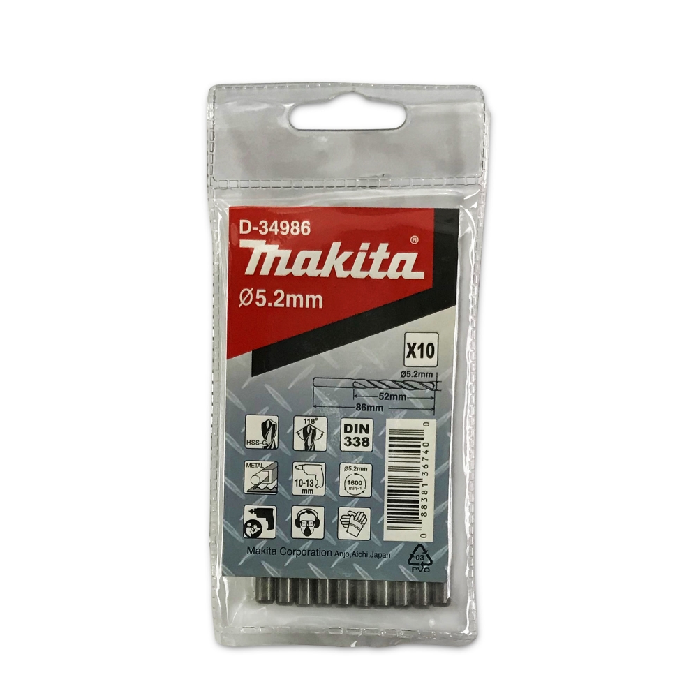 D-34986 ดอกสว่านเจาะเหล็ก HSS-G (สีเงิน) ขนาด 5.20x86มม.