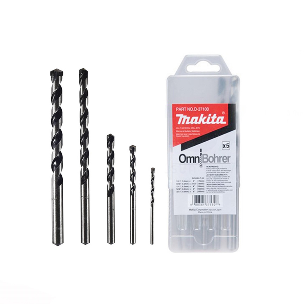 D-37100 ชุดดอกสว่านเจาะก้านกลมเอนกประสงค์ 5 ดอกชุด 1/8"-3/8"