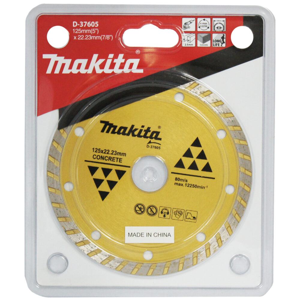 D-37605 ใบเพชร แบบซี่ ตัดคอนกรีต ขนาด 5นิ้ว 125x2.5x7x22.23มิลลิเมตร (สีทอง)