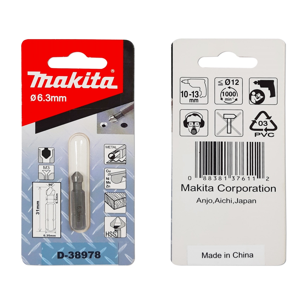 D-38978 ดอก Countersink 6.3x31mm 3 คม 90 องศา (M3) Hex-C