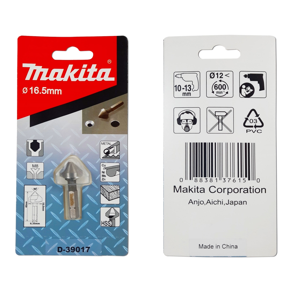 D-39017 ดอก Countersink 16.5x40mm 3 คม 90 องศา (M8) Hex-C