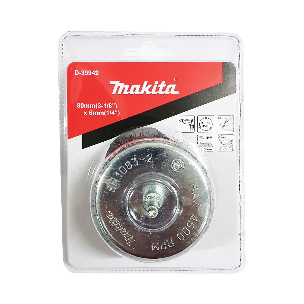 D-39942 แปรงขัดลวด 80mm(3-1/8") x 6mm(1/4")