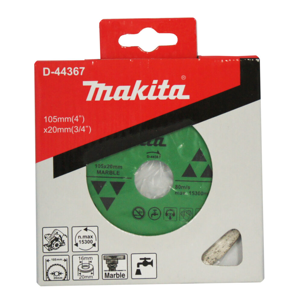 D-44367 ใบเพชร แบบร่อง ตัดหินอ่อน ขนาด 4นิ้ว 105x1.8x10x20x16มิลลิเมตร (สีเขียว)