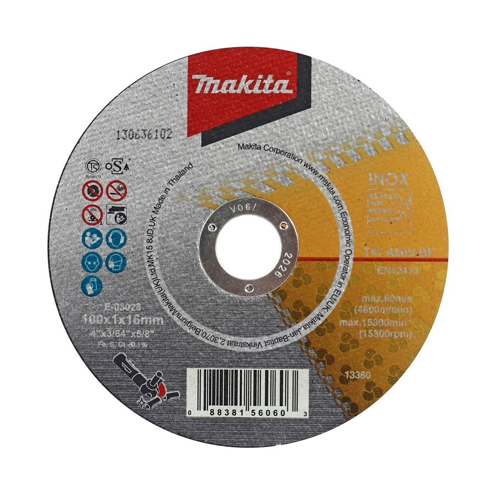 E-03028-10 ใบตัดสแตนเลส MAKITA 4" 100x1x16mm A60U