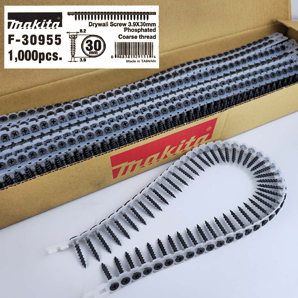 F-30955 Flat Tape Collated Screw PH2 3.9x30mm (1000Pcs/Set)