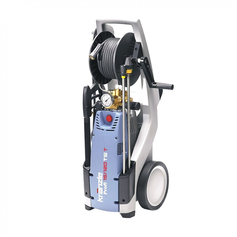 Profi 15/120 TS T DK  ปั๊มอัดฉีด 120 บาร์ 1,400รอบ 400โวลท์ ระบบ Total Stop ล้อเก็บสายอัดฉีด หัวฉีดน้ำวน