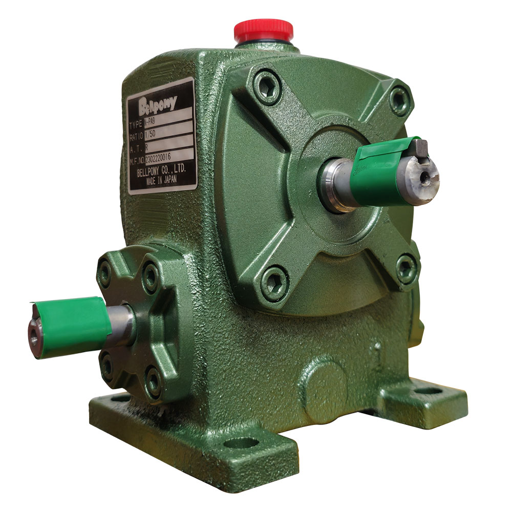 PA-9 เกียร์ทดรอบ 1/4  แรงม้า เพลาเข้า 9 มม. เพลาออก 14 มม. อัตราทด 1:40